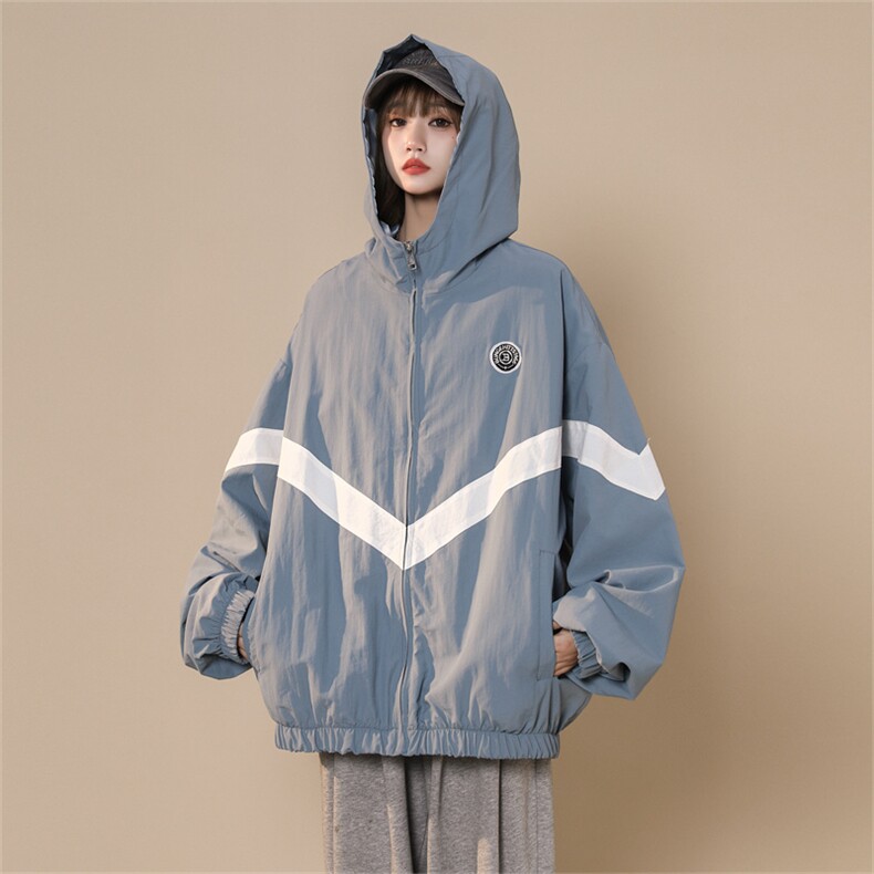 现货时尚学院风防风防水拼接撞色情侣外套XZ301AWT102P78,女装短外套,星座301A