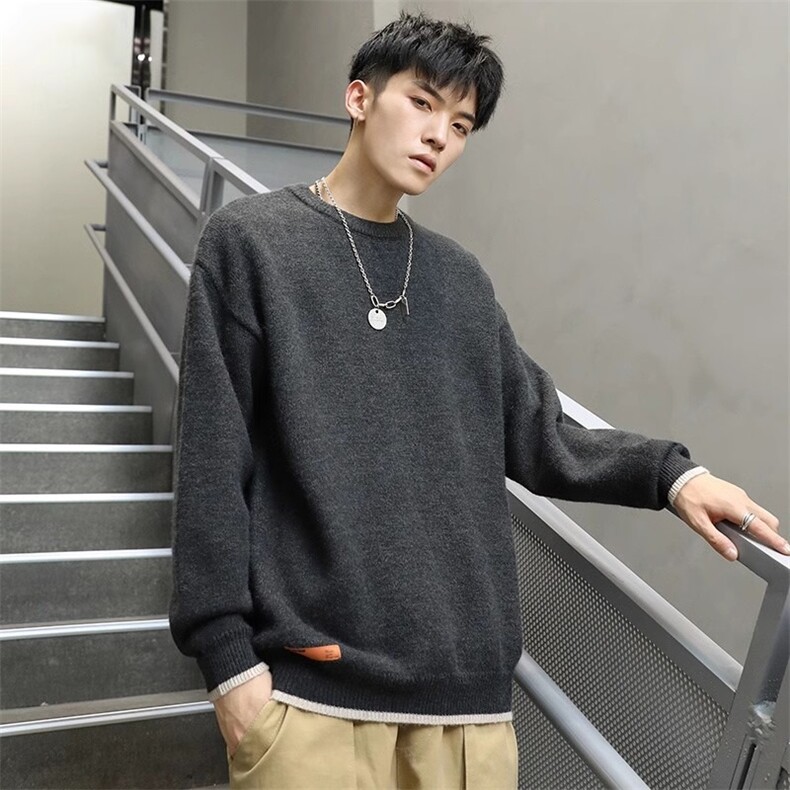 渐变圆领毛衣士2025新款秋冬季潮流加厚针织打底衫线衣男MYB083图片