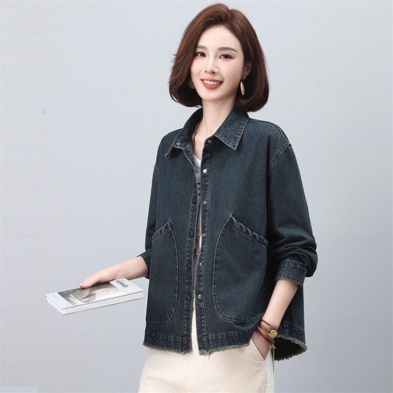 时尚春季宽松牛仔外套女款休闲百搭显瘦上衣,女装短外套,悦见她