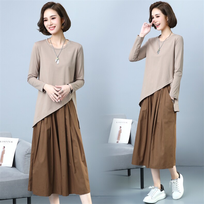 2021年秋季新款休闲套装文艺风长袖裤裙两件套，女装套装/套裙，简韵佳