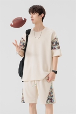 主推新款印花拼接撞色休闲运动套装TZ6166，男装休闲套装，星座210-1