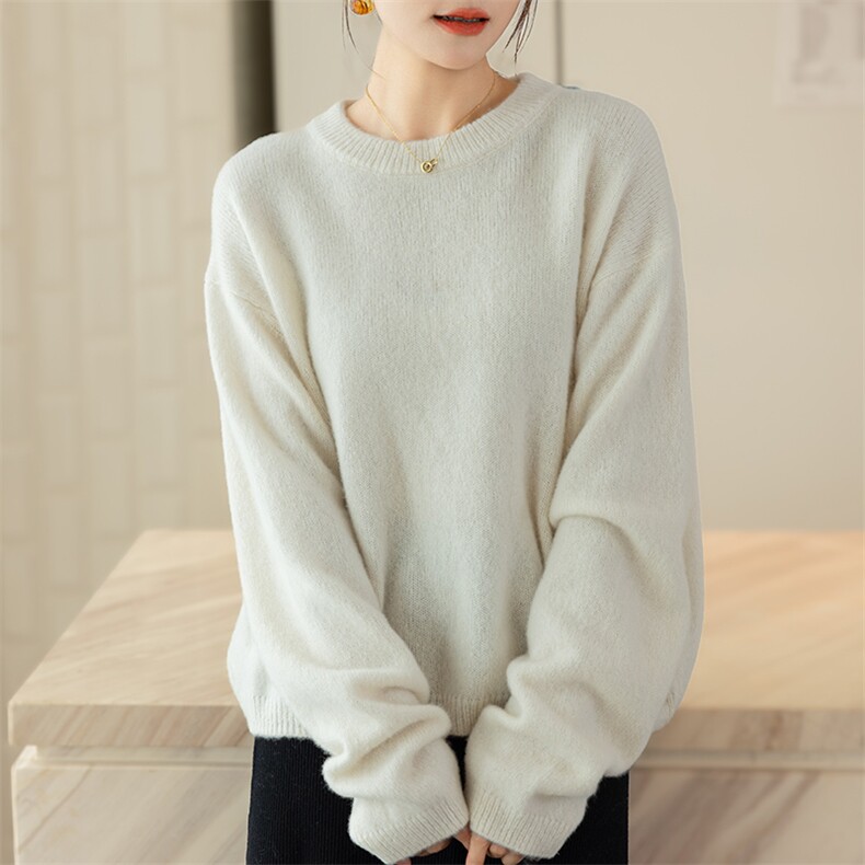 2024秋冬新款75%羊绒五针圆领纯色经典羊绒衫，女装羊绒衫，咔绒特