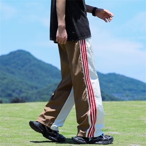 美式嘻哈工装裤潮高街爵士舞休闲复古直筒运动情侣长裤春夏薄款图片
