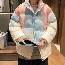 特批P50无差价冬季扎染渐变外套男高街潮加厚保暖抽绳立领棉衣M08，男装棉衣，电商A001