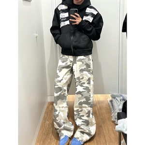 高品质春装新款美式高街潮牌解构设计休闲连帽卫衣男女慵懒风外套图片