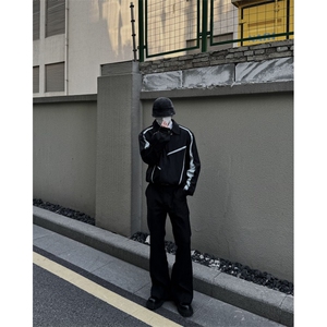 博主风cleanfit外套男短款撞色美式飞行员夹克JK2403-P85图片