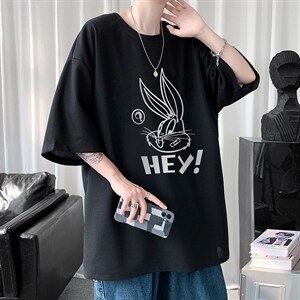 HT73179-P22 华夫格t恤男短袖男大码五分袖  短句风图片