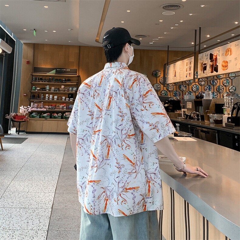 夏威夷花衬衫男夏季潮纯棉短袖衬衣翻领海边度假7255P45,男装衬衫,电商A056