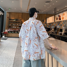 夏威夷花衬衫男夏季潮纯棉短袖衬衣翻领海边度假7255P45，男装衬衫，电商A056