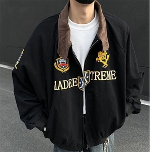 F659P100街头高级感青少年夹克男春小众工装刺绣宽松立领图片