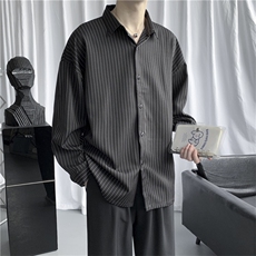 高级感衬衫男内搭衬衣男装日系长袖韩风条纹渣男外套W1101-P30，男装衬衫，星座512-2