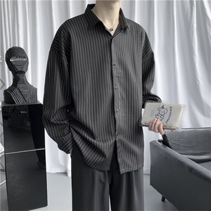 高级感衬衫男内搭衬衣男装日系长袖韩风条纹渣男外套  W1101-P30图片