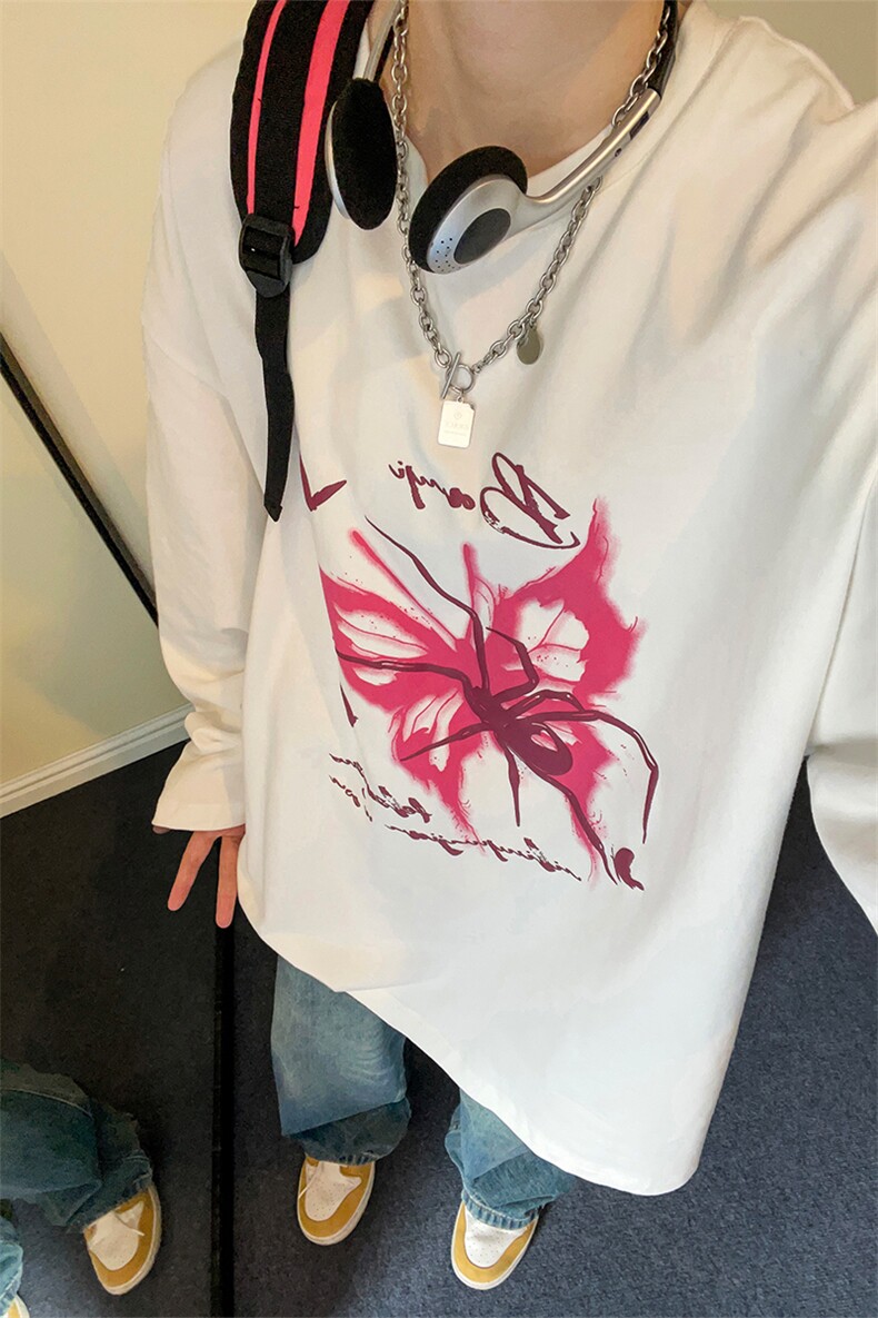 QY5229-TP25控价38秋季新品圆领长袖纯棉T恤发泡印花美式上衣男,男装T恤,电商A102-1