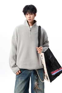 8XL-M立领半拉链毛衣男大码慵懒风宽松日系针织衫外套MY19002P78图片
