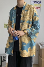 夏季大码风港风外套防晒服开衫薄款道袍披风汉服潮F12/P40，男装防晒衣，钱塘713