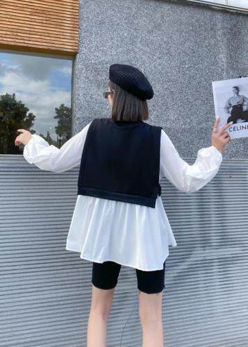 2121秋季新款现货假两件拼接上衣，其它，琼卿格