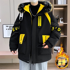 港风加绒夹克男外套青年冬季加厚连帽大毛领保暖棉衣男L8757-P98，男装夹克，星座310B-3