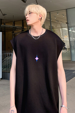 ins港风新款宽松舒适透气背心小星星印花短袖jk23269-p25-控38，男装T恤，星座605(原A050)