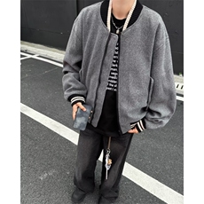 毛呢夹克男秋冬季潮牌高级感短款棉衣外套宽松复古棒球服，男装夹克，星座716-3