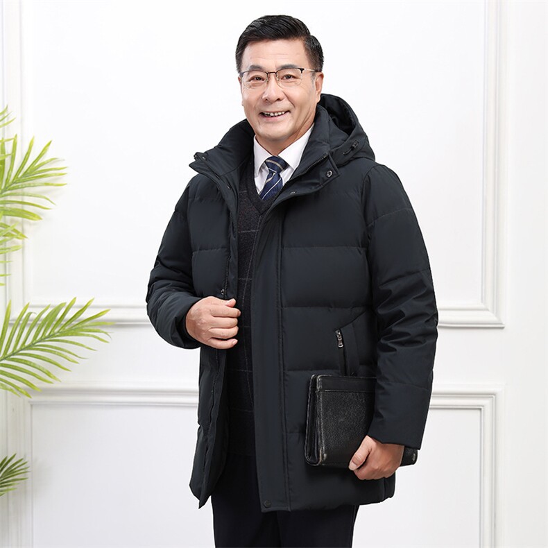 90%白鸭绒羽绒服男爸爸装加厚加大连帽短款零下防寒外套H17-P150,男装羽绒服,星座1210B