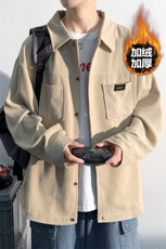 2025冬款加绒保暖灯芯绒光影白墙男休闲潮长袖衬衫外套J60821-P65，男装夹克，电商A001-1