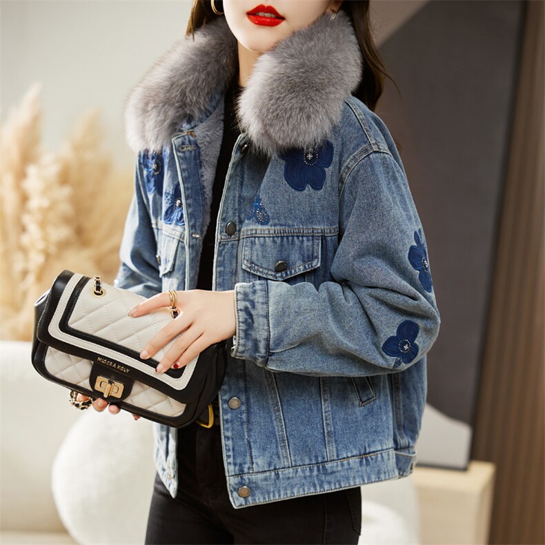 加厚保暖牛仔派克服休闲个性时尚宽松2022冬新款显瘦外套气质通勤，女装派克服，多彩