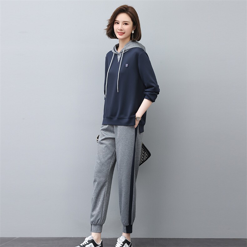 休闲运动卫衣年轻套装女2026春装新款中年妈妈宽松两件套洋气减龄,女装套装/套裙,独衣靓