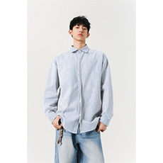 潮流新款大码港风条纹长袖衬衫男外套设计感衬衣CS017-P30，男装衬衫，星座301C-5