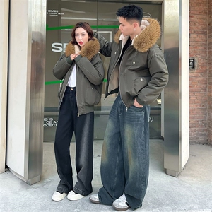 25@情侣装毛领座山雕夹克棉服加绒冬保暖棉衣外套G881特P110网图图片