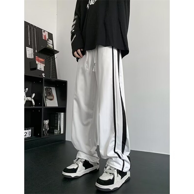 条纹裤子男休闲裤宽松阔腿ins港风百搭春秋运动拖地长裤CK176-P35,男装休闲裤,星座1008