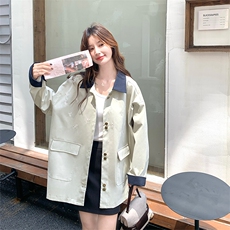 现货撞色刺绣宽松外套女2C052-7230-P155-K228，女装风衣，2C052
