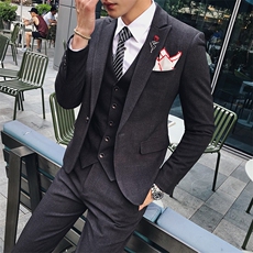 秋冬纯色西服套装三件套男小西装外套A470-TZ98，男装西服套装，电商A207