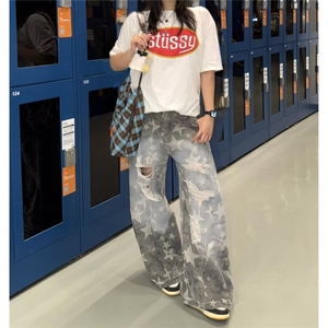 A490-P50 潮流文艺时尚慵懒ins牛仔裤日系百搭简约新款原宿流行图片