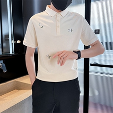 2025夏季主推款短袖T恤翻领中式刺绣Polo衫T0285-P48，男装T恤，电商D342