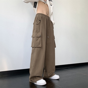 工装裤男春秋美式vibe潮牌松紧腰大码直筒裤子 XZ514-2-K1557-P63图片