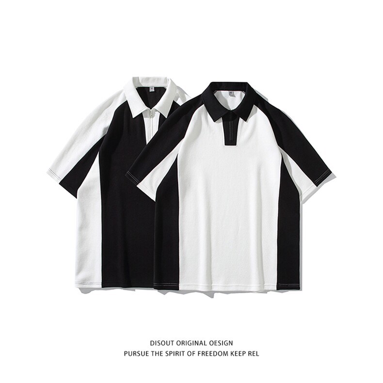 特P35无差价新款时尚夏季百搭拼色POLO衫-POLO01日系白底，男装Polo衫，电商A003