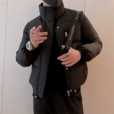B14/P108控148冬季设计感短款拉链真口袋立领棉衣男黑首2，男装棉衣，星座305B