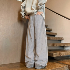 8XL-M加厚羊羔毛棉裤特大码宽松休闲裤保暖直筒阔腿裤KZ1939/P68，男装休闲裤，电商B238