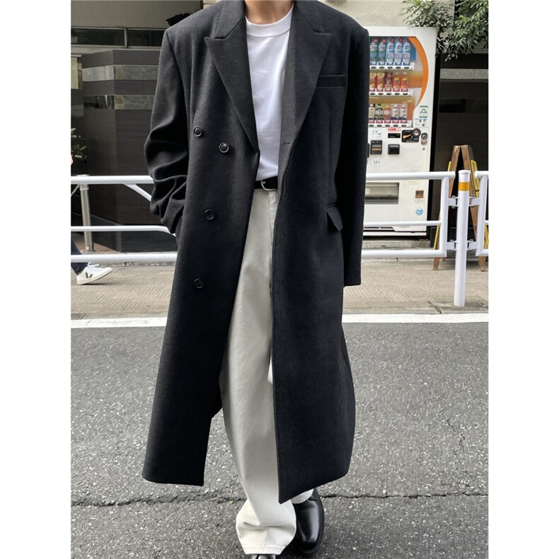 秋冬季新款毛呢大衣男中长款过膝高级感呢子风衣外套韩版宽松潮流，男装风衣，星座710