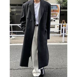 秋冬季新款毛呢大衣男中长款过膝高级感呢子风衣外套韩版宽松潮流,男装风衣,星座710