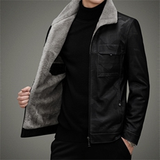 AW2207钱塘2020-3秋冬新款羽绒中年男士商务休闲皮衣夹克P205，男装皮衣，钱塘207-3