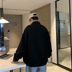 黑色牛仔外套男春秋2024新款青少年夹克美式痞帅宽松上衣X339/P62，男装工装外套，星座506