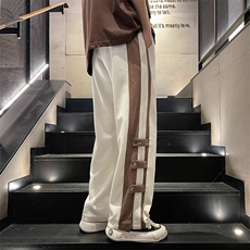 春季港风潮牌拼接撞色裤子男款直筒宽松vibe阔腿休闲卫裤KD243，男装休闲裤，星座1116A-1（原606A）