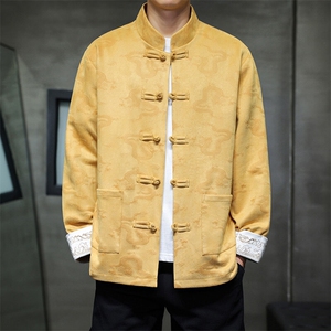 男士外套麂皮绒印花夹克盘扣立领唐装龙 XZ1512-2508-P85图片
