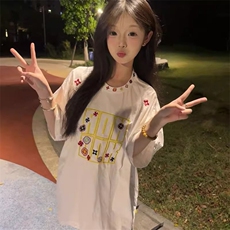 万针全刺绣工艺抖音得物高品质260克重磅纯棉双纱美式高街短袖T恤，男装T恤，电商A486