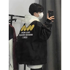 美式加绒夹克棒球服男女秋冬新款高街潮牌情侣外套JNN715-P52，男装夹克，星座208-5