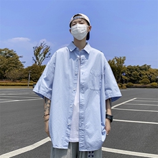 衬衫男短袖韩版潮流文艺帅夏季2023日系新款ins宽松外套CY395-P33，男装衬衫，星座412-3