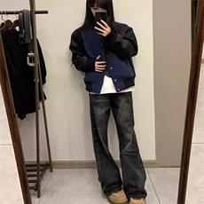 美式复古棒球服外套春秋季2025年新款超火百搭时尚情侣夹克，男装夹克，星座506A