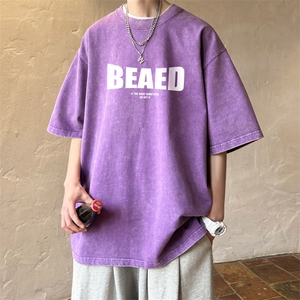 ！2024夏季新款男士水洗短袖T恤纯棉半袖学生体恤XT108P35图片