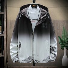 秋季男士外套新款韩版潮流潮牌渐变连帽夹克男DS857TP65，男装夹克，电商A102